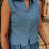 EVITA BLUE DENIM TWO-PIECE SET