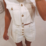 HEIDI ECRU DENIM TWO-PIECE SET