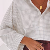 ROMILLY ECRU CHECKERED BLOUSE