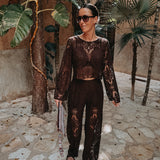 GUADALUPE BROWN CROCHET PANTS