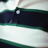 APRIL WHITE/DARK BLUE STRIPED LONGSLEEVE POLO SHIRT