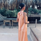 PRE-ORDER MOON OVER MARRAKESH PEACH HALTER DRESS - PS THE LABEL