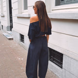RONJA DARK BLUE CUT-OUT T-SHIRT