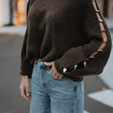 KIANDRA BROWN DARING DETAIL SWEATER