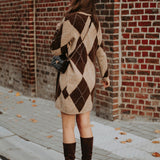 ANOUCK BEIGE/BROWN ARGYLE DRESS