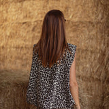 ZIVA BEIGE LEOPARD SLEEVELESS JACKET