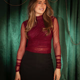 FIREWORK BORDEAUX RHINESTONE BLOUSE