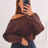 SAAR BROWN CUT-OUT SWEATER