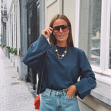 JAMIE DARK BLUE CUT-OUT LONGSLEEVE SHIRT