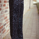 MAEVA DARK BLUE SEQUIN PANTS