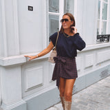 BRIGITTE ASYMMETRIC DARK BLUE T-SHIRT