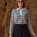 DURANGO GREY STRIPED LONGSLEEVE POLO SHIRT