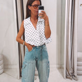 ROXANE WHITE POLKADOTS BLOUSE