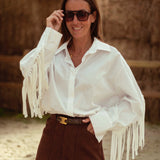 MUSTANG WHITE FRINGE BLOUSE