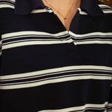 NYSHA DARK BLUE STRIPED LONGSLEEVE POLO SHIRT