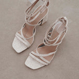 GITANA DARK BEIGE LINEN HEELS