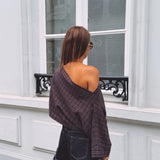 CORALIE DARK BLUE CHECKERED BLOUSE
