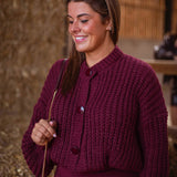 SHILOH BURGUNDY BUTTON CARDIGAN