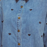 RODEO ROMANCE BLUE HEART DENIM BLOUSE