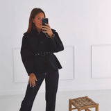 JASMIEN DARK BLUE BELT JACKET