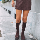 ARIA BROWN SUEDE SKORT