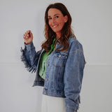 ELIZA BLUE DENIM FRINGE JACKET