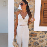 BENIRRAS ECRU LINEN TWO-PIECE SET