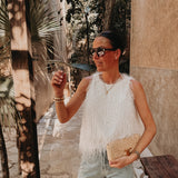 CELESTUN ECRU FRINGE TOP