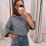 NORE DARK BLUE STRIPED CUT-OUT PULL