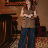 TWINKLE TOAST BROWN SLEEVELESS BLAZER