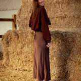 CLOVER BROWN SATIN SKIRT