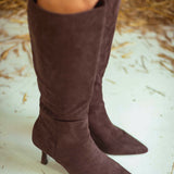 THORNFIELD BROWN SUEDE HEEL BOOTS