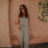 DAHAB SAGE GREEN SATIN PANTS