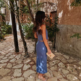 ESTEFANIA BLUE LINEN TWO-PIECE SET
