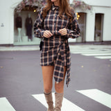 HAZY HUG DARK BLUE CHECKERED BLOUSE