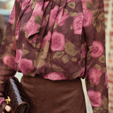 GARDEN OF ROSES BROWN BLOUSE