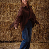 MUSTANG BROWN FRINGE BLOUSE