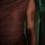 FIREWORK BROWN RHINESTONE BLOUSE