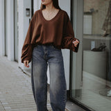 NAIDA BROWN V-NECK SWEATER