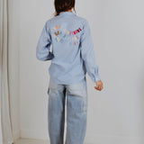 LOVE YOU MORE BLUE/WHITE STRIPED BLOUSE