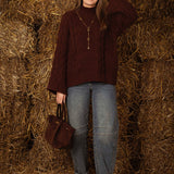 AVERY BROWN CABLE KNIT SWEATER