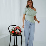 DARLING MINT GREEN ONE SHOULDER BLOUSE