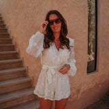 SAWSAN ECRU FLOWER PLAYSUIT