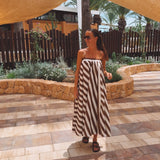 CRISTINA BROWN/ECRU STRIPED DRESS