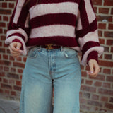 ZAYA BORDEAUX ROLLNECK STRIPED SWEATER