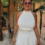 LUNARA ECRU HALTER DRESS
