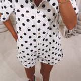 WENDY WHITE POLKADOTS PLAYSUIT