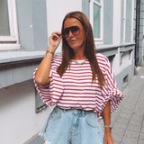 SEREN WHITE/RED STRIPED T-SHIRT