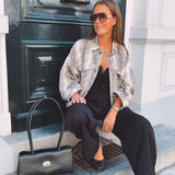 ELARA TAUPE SNAKE PRINT JACKET