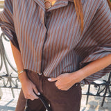 MABELINE BROWN STRIPED BLOUSE